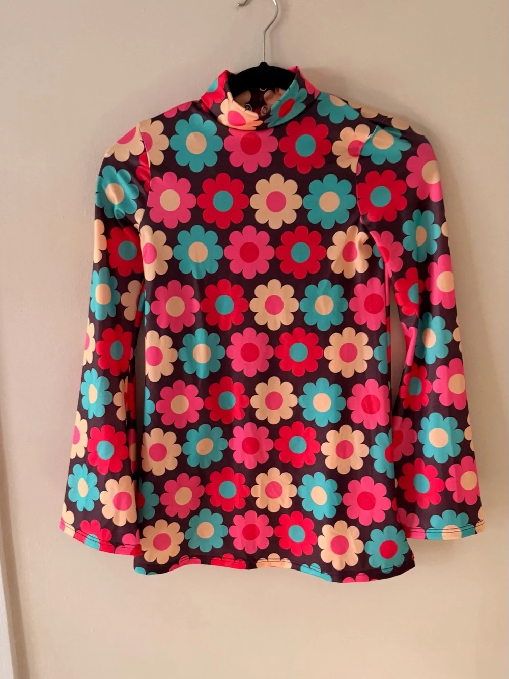 Weissman Girls Dance Costume Multicolor Floral Mock Neck Dress LC